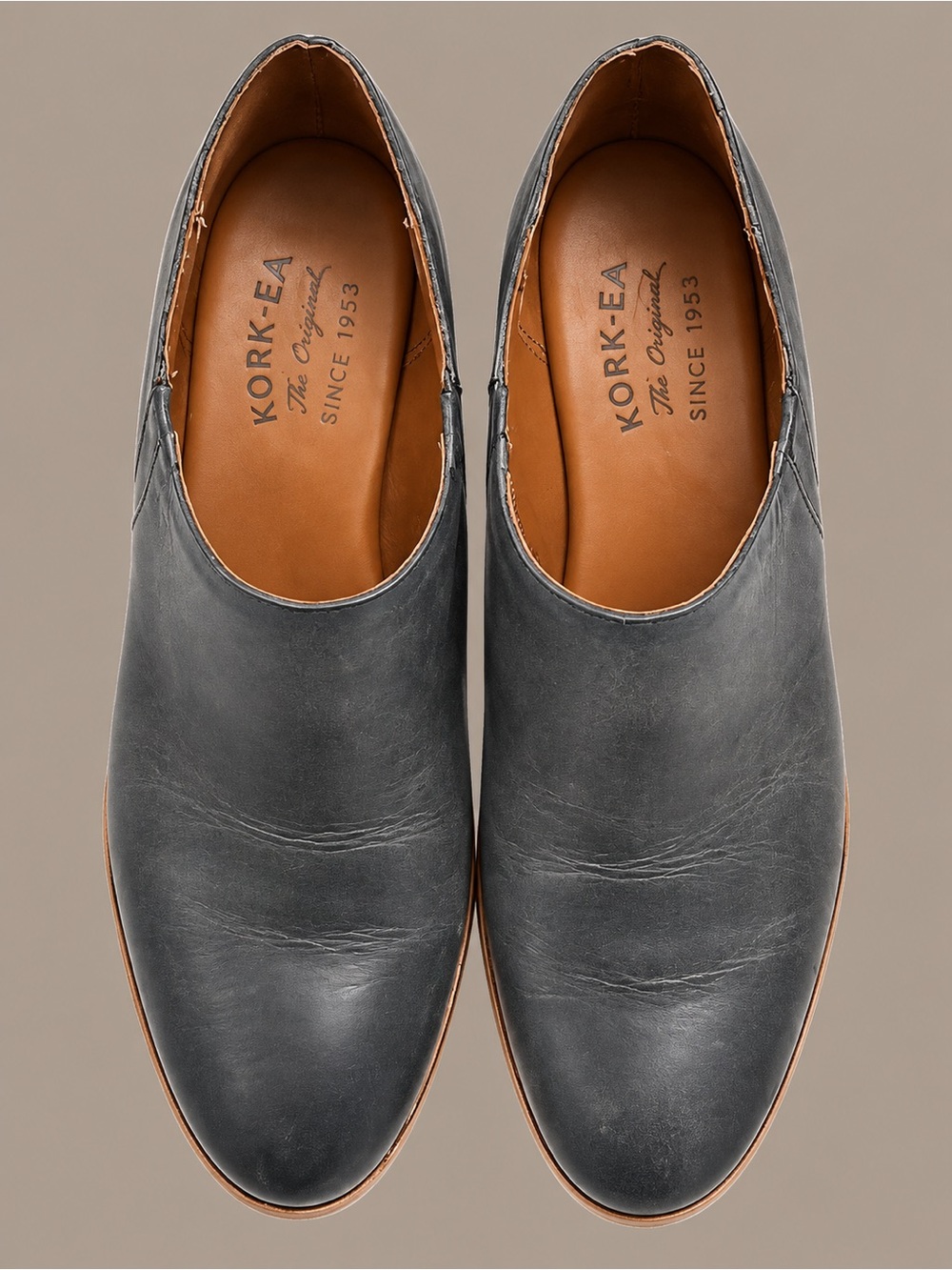 Kork-Ease Men’s Slate Gray Leather Slip-On Loafers